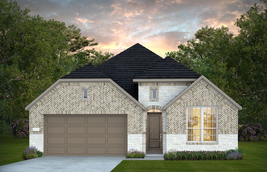Representative exterior photo of a completed home built from the Elmaton by Pulte Homes in Blue Creek Trails, Richmond, TX (Image 15). Representative exterior photo of a completed home built from the Elmaton by Pulte Homes in Blue Creek Trails, Richmond, TX (Image 15).