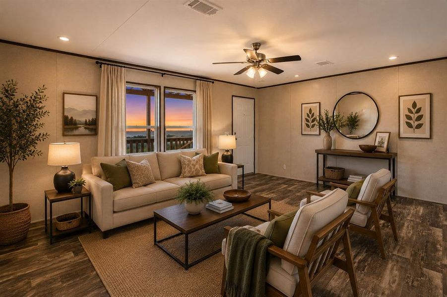 Furnished interior view inside a new home in , Sunset (Image 22). Furnished interior view inside a new home in , Sunset (Image 22).