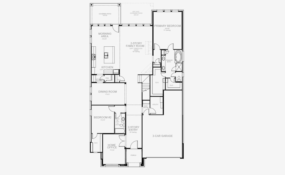 2D floor plan layout for the 3431M by Perry Homes in Hidden Canyon 55', San Antonio, TX (Image 3).