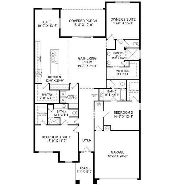 2D floor plan layout for the Everly by Highland Homes of Florida in Marion Oaks, Ocala, FL (Image 5).