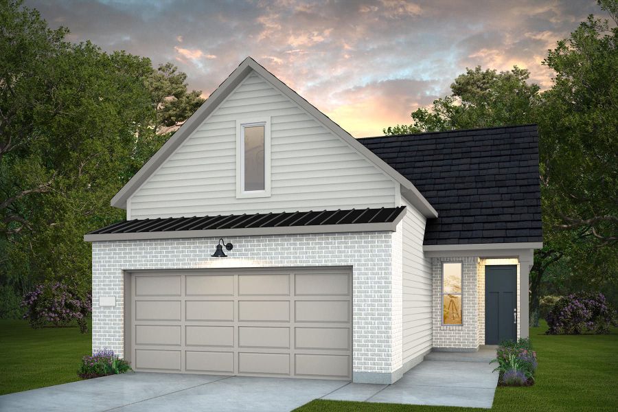 Representative exterior photo of a completed home built from the Compass by Del Webb in Del Webb Sugar Land at Ryehill, Sugar Land, TX (Image 4). Representative exterior photo of a completed home built from the Compass by Del Webb in Del Webb Sugar Land at Ryehill, Sugar Land, TX (Image 4).