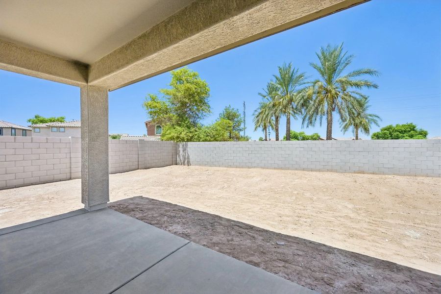 Covered patio to large backyard Covered patio to large backyard