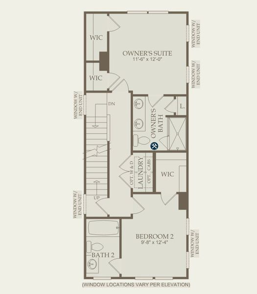 2D floor plan layout for the Evans by Pulte Homes in West End Heights, Charlotte, NC (Image 25).