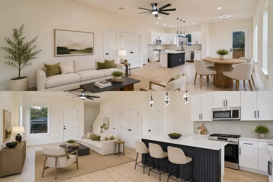 Virtually staged view of the open floor plan with tons of natural light