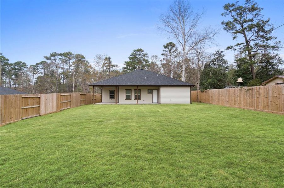 View of the large backyard.