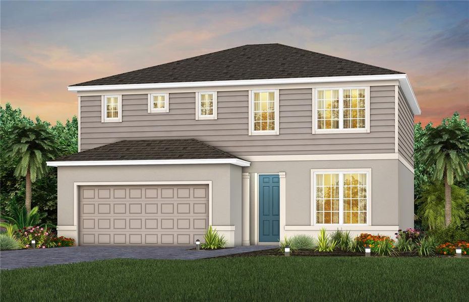 Front exterior of a new home in Sunrise Estates, West Melbourne, FL, highlighting curb appeal (Image 1). Front exterior of a new home in Sunrise Estates, West Melbourne, FL, highlighting curb appeal (Image 1).