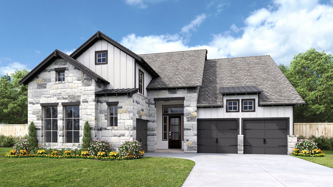 Representative exterior photo of a completed home built from the 549A by Britton Homes in Walsh, Aledo, TX (Image 4). Representative exterior photo of a completed home built from the 549A by Britton Homes in Walsh, Aledo, TX (Image 4).