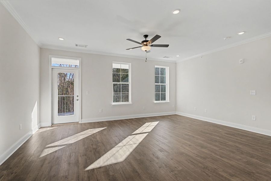 Carothers Farms Town Center Homes (Condos) Great Room with Ceiling Fan