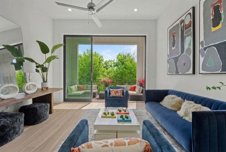 Furnished interior view inside a new home in Bluebonnet Lofts, Austin (Image 13).