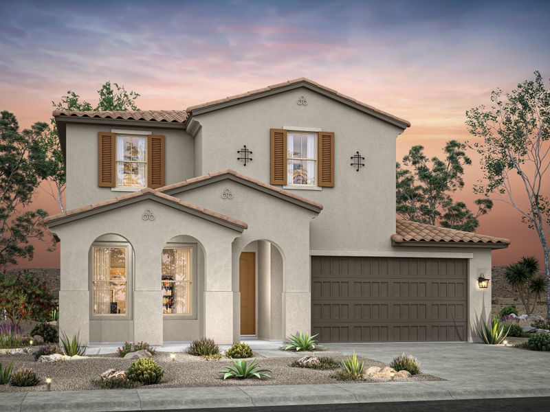 Representative exterior photo of a completed home built from the Patagonia by William Ryan Homes in Alta Vida at Westpark, Buckeye, AZ (Image 1). Representative exterior photo of a completed home built from the Patagonia by William Ryan Homes in Alta Vida at Westpark, Buckeye, AZ (Image 1).