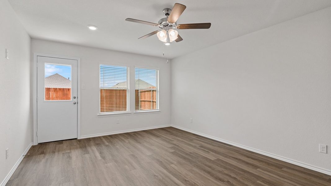 Representative unfurnished interior of a home built from the 1582 Shelby (Enclave Plan) by D.R. Horton in Elevon, Lavon (Image 11). Representative unfurnished interior of a home built from the 1582 Shelby (Enclave Plan) by D.R. Horton in Elevon, Lavon (Image 11).