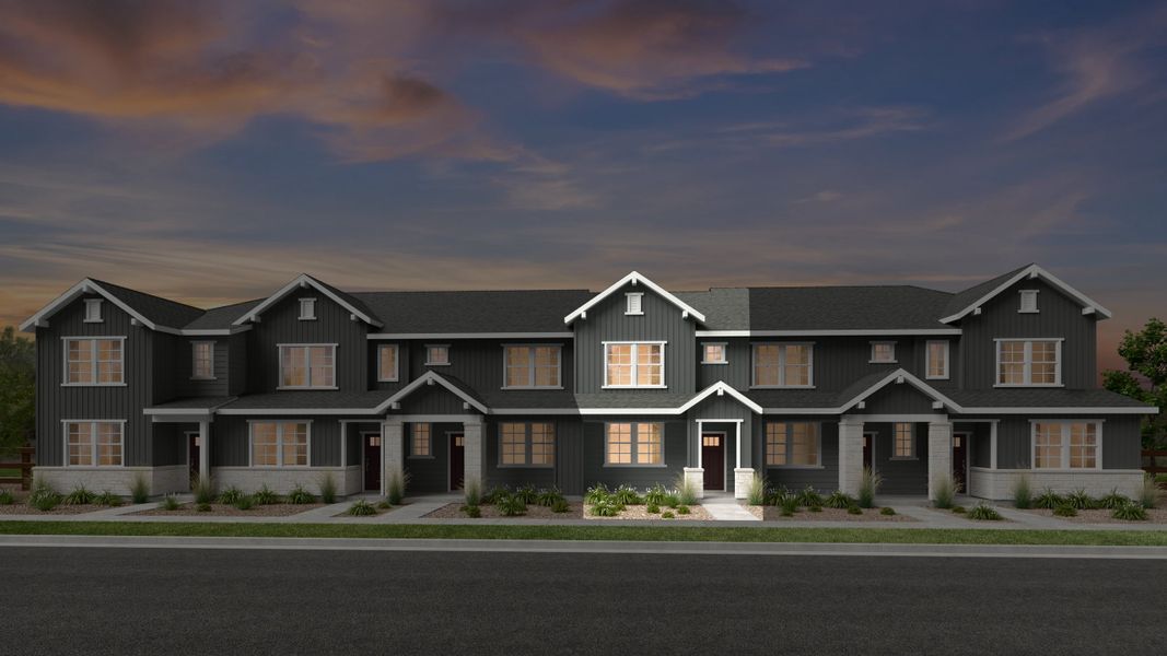 Representative exterior photo of a completed home built from the Backcountry by Taylor Morrison in Trailstone Townhomes - The Westerly Collection, Arvada, CO (Image 19).