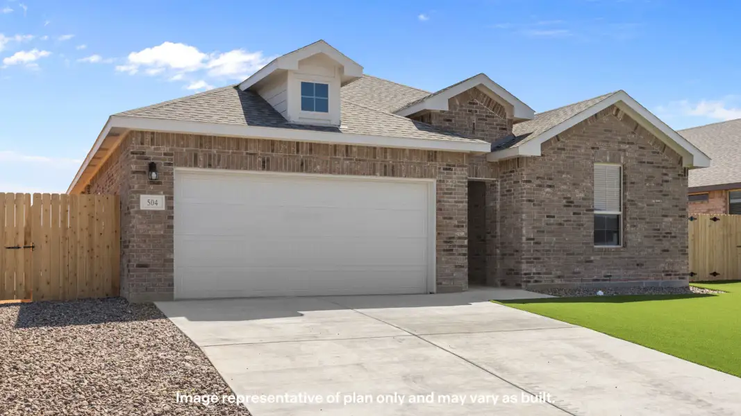 Front exterior of a new home in Homestead at Parks Bell Ranch, Odessa, TX, highlighting curb appeal (Image 2).