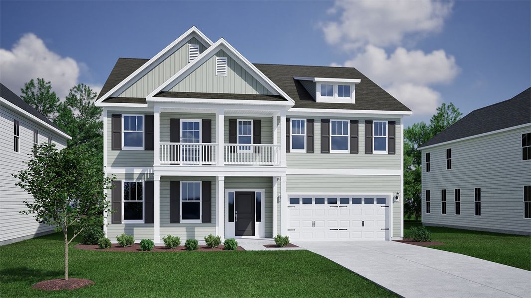 Representative exterior photo of a completed home built from the Yates II - Vanguard Collection by Mungo Homes in Ridgecrest at Midway, Anderson, SC (Image 16).