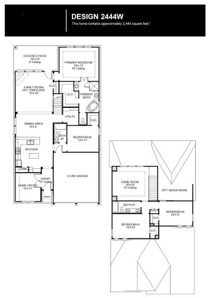 2D floor plan layout of this home in Santa Rita Ranch - Tierra Rosa, Liberty Hill, TX (Image 2).