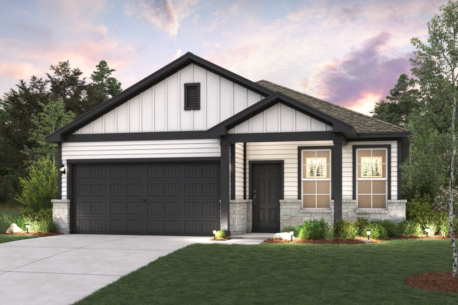 Representative exterior photo of a completed home built from the Raven by Century Communities in Mirabella, Brookshire, TX (Image 1).