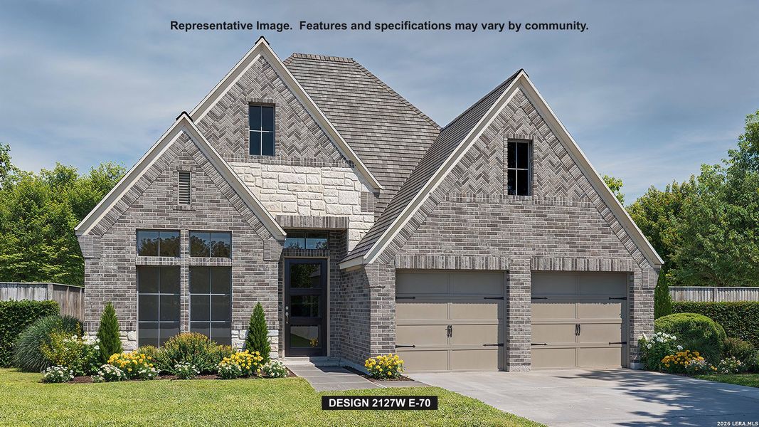 Front exterior of a new home in Arcadia Ridge, San Antonio, TX, highlighting curb appeal (Image 1). Front exterior of a new home in Arcadia Ridge, San Antonio, TX, highlighting curb appeal (Image 1).
