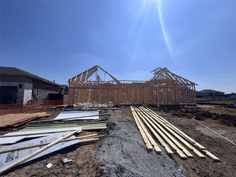 In-progress construction of a new home in Meridiana 70', Manvel, TX (Image 3).