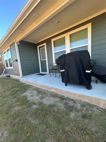 View of patio featuring area for grilling