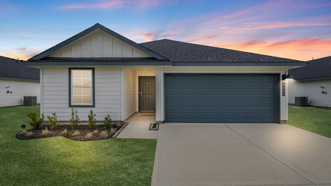 Front exterior of a new home in Reserve at Mallard Lakes, Orange, TX, highlighting curb appeal (Image 2). Front exterior of a new home in Reserve at Mallard Lakes, Orange, TX, highlighting curb appeal (Image 2).