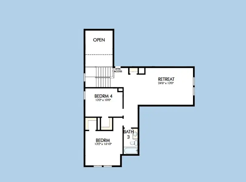 2D floor plan layout for the The Myrtle by David Weekley Homes in Crighton Cove - Retreat Collection, Conroe, TX (Image 6).