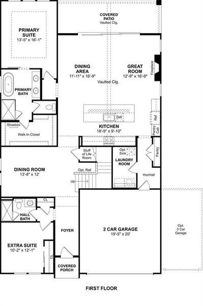 2D floor plan layout of this home in Gateway Parks, Forney, TX (Image 2).