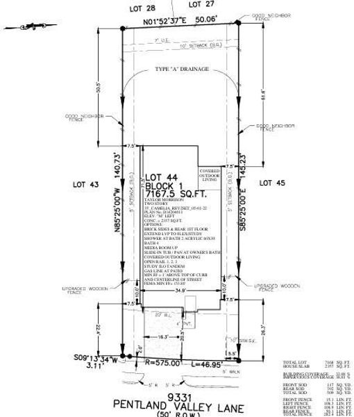 9331 Pentland Valley Lane Preliminary Plot Plan