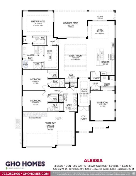 2D floor plan layout for the Alessia 58 by GHO Homes in Tesoro Club, Port St. Lucie, FL (Image 4).