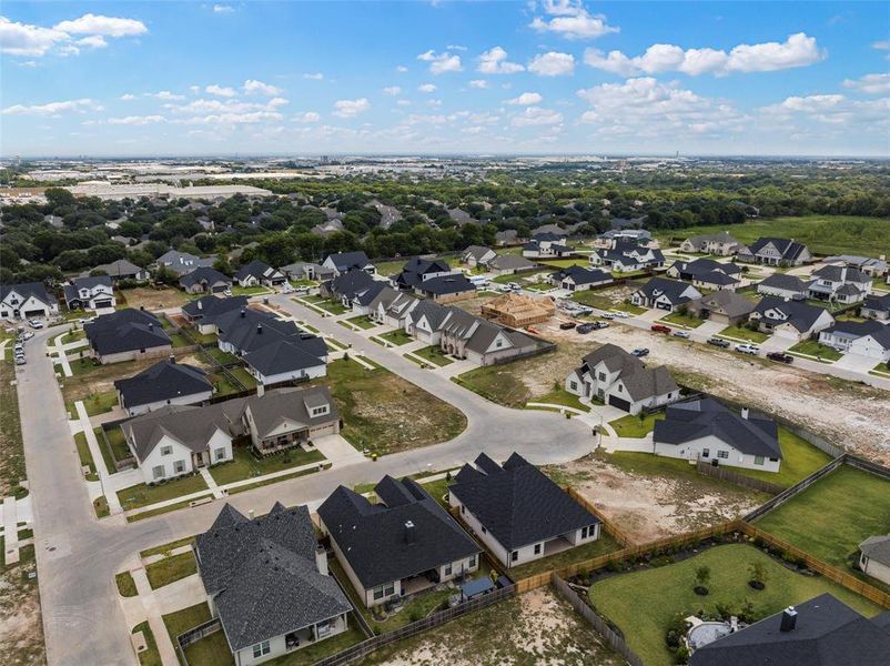 Aerial overview of property's location with nearby suburban area Aerial overview of property's location with nearby suburban area