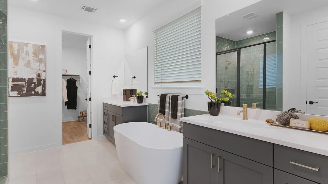 Furnished interior view inside a new home in The Grove at Blackhawk, Pflugerville (Image 14).