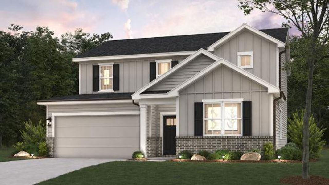 Front exterior of a new home in Reserve at Gum Springs, Jefferson, GA, highlighting curb appeal (Image 1). Front exterior of a new home in Reserve at Gum Springs, Jefferson, GA, highlighting curb appeal (Image 1).