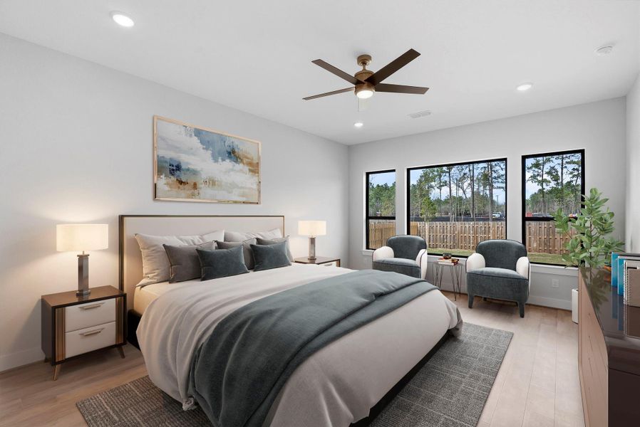 Primary bedroom that has been virtually staged