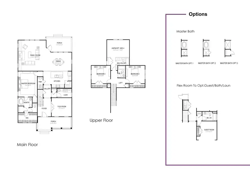 2D floor plan layout for the Harper by Hunter Quinn Homes in Church Creek Reserve, Johns Island, SC (Image 5).