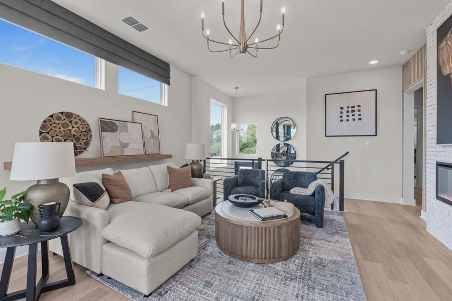 Representative furnished interior of a home built from the Apollo by Chesmar Homes in Prominence Urban, San Antonio (Image 12).