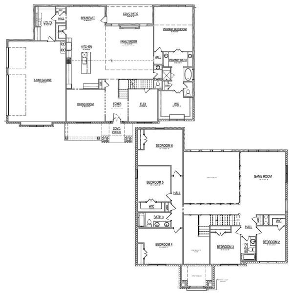 2D floor plan layout for the The Roseland by Lillian Custom Homes in Emerson Farms, Rockwall, TX (Image 5). 2D floor plan layout for the The Roseland by Lillian Custom Homes in Emerson Farms, Rockwall, TX (Image 5).