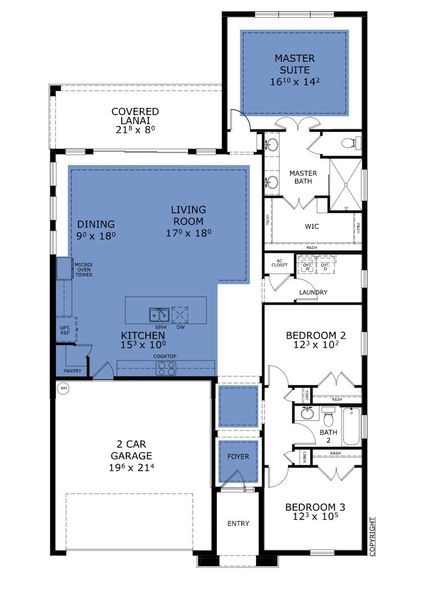 2D floor plan layout for the Charlotte - Classic Series | 50' Wide Lots by ICI Homes in Westlake Single Family, Ormond Beach, FL (Image 3).