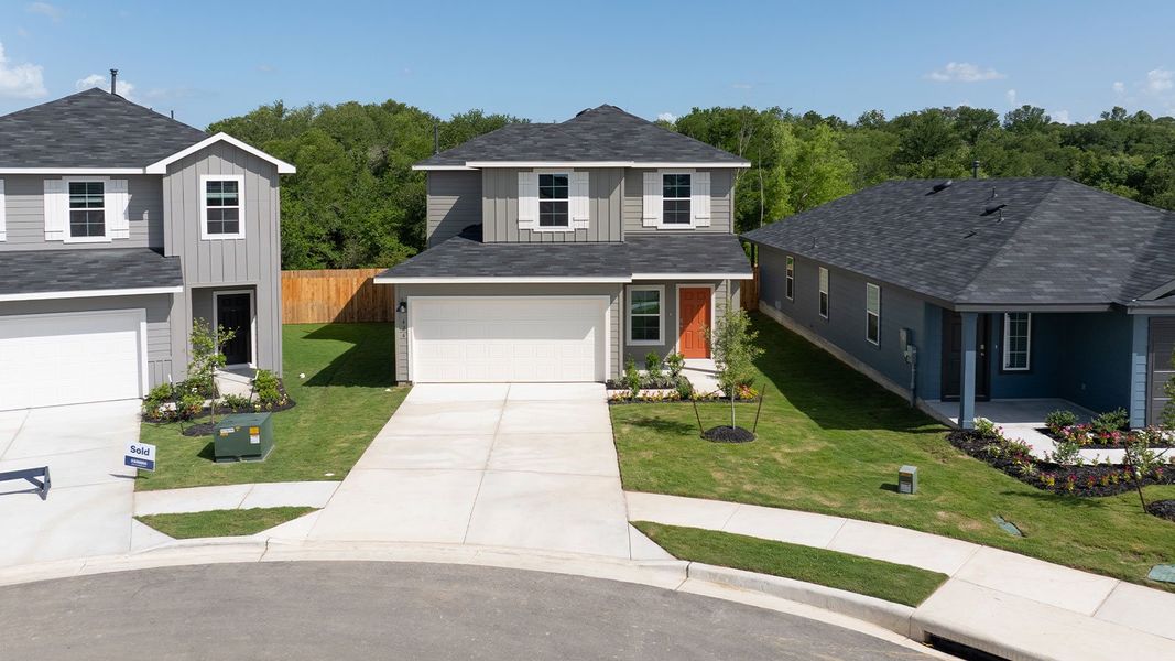 Front exterior of a new home in Bollinger, Maxwell, TX, highlighting curb appeal (Image 23).
