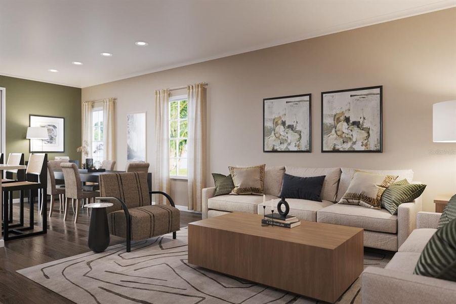 Furnished interior view inside a new home in Pine Pointe at Astonia, Davenport (Image 6). Furnished interior view inside a new home in Pine Pointe at Astonia, Davenport (Image 6).