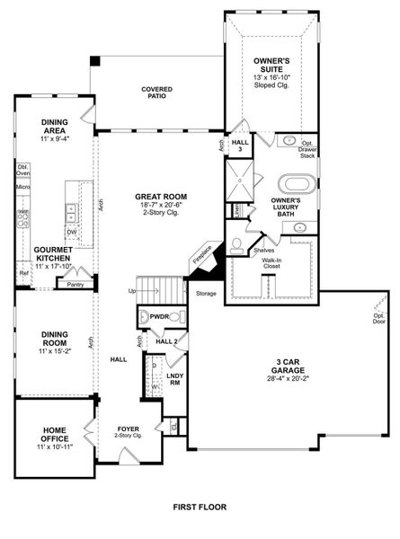 The Arthur floor plan by K. Hovnanian Homes. 1st Floor shown. *Prices, plans, dimensions, features, specifications, materials, and availability of homes or communities are subject to change without notice or obligation.