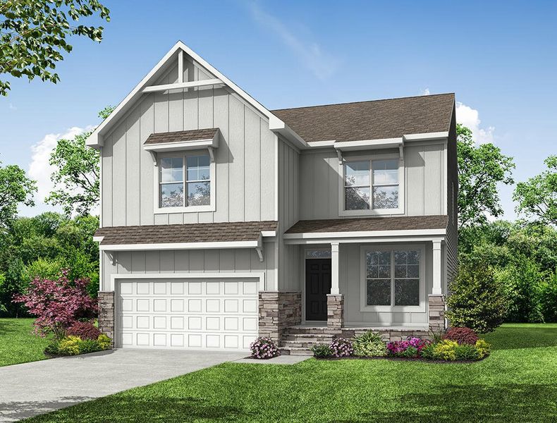 Representative exterior photo of a completed home built from the Drexel by Eastwood Homes in Waterford Commons, Rock Hill, SC (Image 7). Representative exterior photo of a completed home built from the Drexel by Eastwood Homes in Waterford Commons, Rock Hill, SC (Image 7).