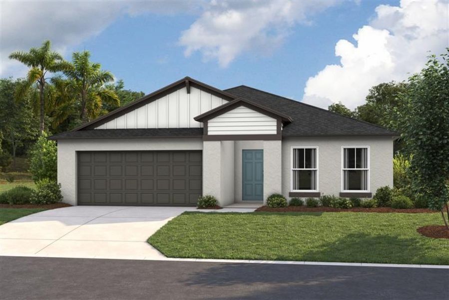 Representative exterior photo of a completed home built from the Esperanza by Casa Fresca Homes in Crosswinds, Haines City, FL (Image 1). Representative exterior photo of a completed home built from the Esperanza by Casa Fresca Homes in Crosswinds, Haines City, FL (Image 1).