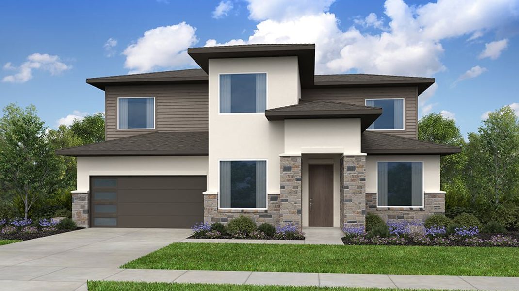 Representative exterior photo of a completed home built from the McNeil by Taylor Morrison in Silverleaf 60s, Cedar Creek, TX (Image 4). Representative exterior photo of a completed home built from the McNeil by Taylor Morrison in Silverleaf 60s, Cedar Creek, TX (Image 4).