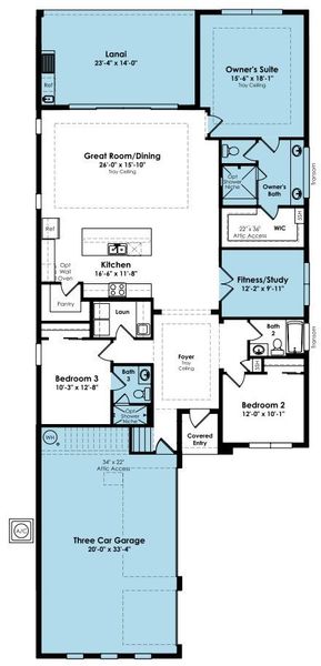 2D floor plan layout of this home in L'Ambiance at Avenir, West Palm Beach, FL (Image 5).