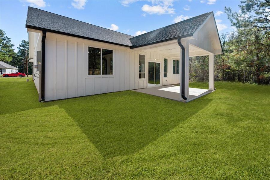 Patio with gutters.