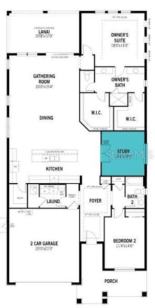 2D floor plan layout of this home in Sunstone Lakeside at Wellen Park, Venice, FL (Image 4).