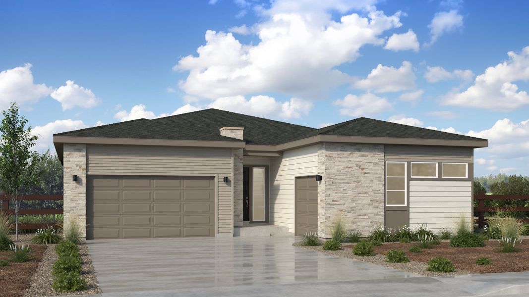 Representative exterior photo of a completed home built from the Columbine Plus by Taylor Morrison in The Enclave at Macanta - Destination, Castle Rock, CO (Image 3). Representative exterior photo of a completed home built from the Columbine Plus by Taylor Morrison in The Enclave at Macanta - Destination, Castle Rock, CO (Image 3).