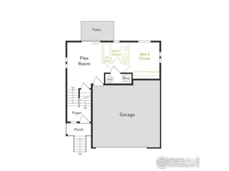 2D floor plan layout of this home in Thompson River Ranch, Johnstown, CO (Image 4). 2D floor plan layout of this home in Thompson River Ranch, Johnstown, CO (Image 4).