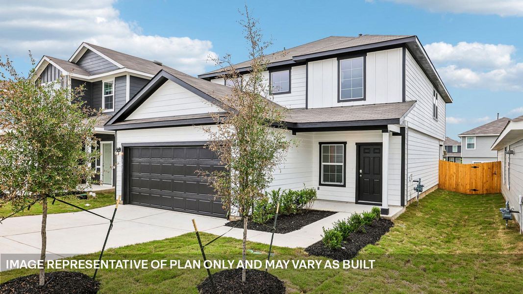 Front exterior of a new home in Wayside, Uhland, TX, highlighting curb appeal (Image 19).
