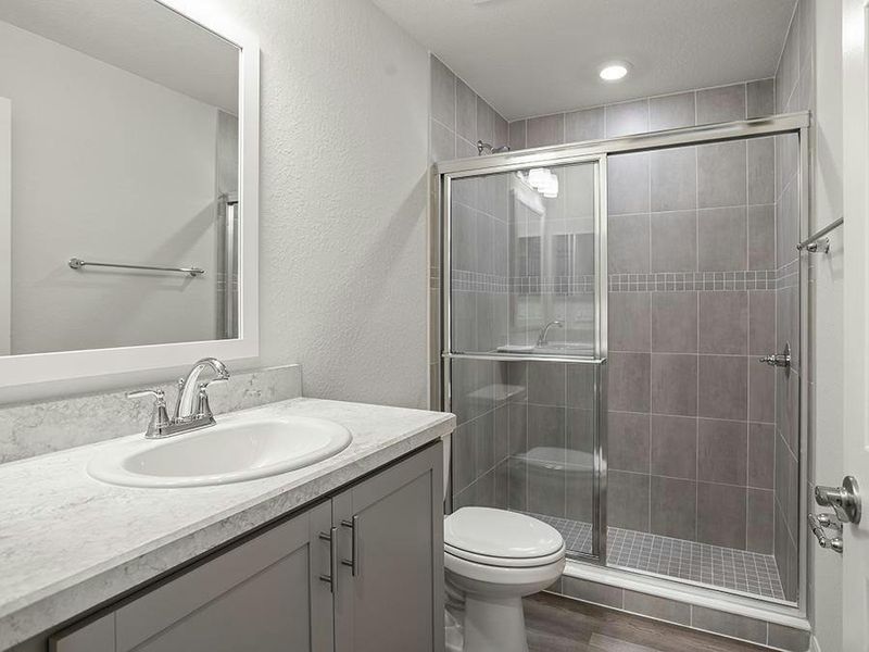 Your suite includes two clothes closets, a linen closet, and a private en-suite bath.