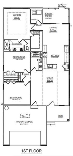 2D floor plan layout of this home in Osprey Landing, Southport, NC (Image 3).